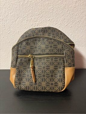 Mini Brown Monogram Backpack Purse Faux Leather Crossbody Bag